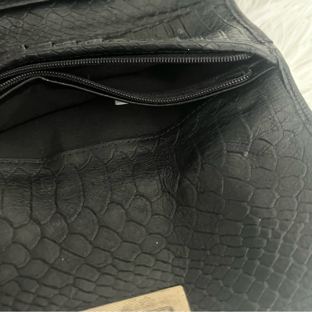 Danier Vintage Leather Python Embossed Black Wall… - image 6